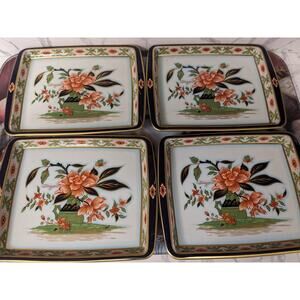 Vintage Daher Decorated Ware four Small Rectangular Vanity Floral